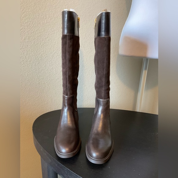 Vince Camuto Andalian 2 Brown Leather & Suede Knee High Boots | 7.5M Wide Calf N - Picture 2 of 8